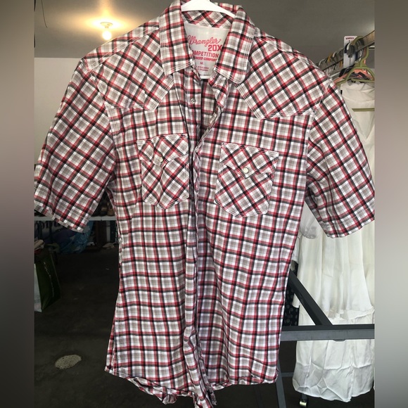 Wrangler Pearl Snap Plaid Short Sleeve Button Up - Picture 2 of 3